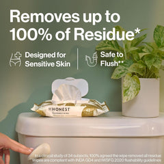 The Honest Company Flushable Wipes for Sensitive Skin, Hypoallergenic, Fragrance-Free, Gilded Wings Design, 126 Count
