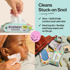 The Honest Company Plant-Based Snot Removing Wipes, Soothing Nose with Aloe, Hypoallergenic for Sensitive Skin, EWG Verified Fragrance-Free, 60 Count