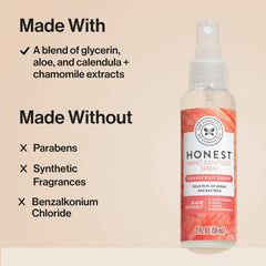 The Honest Company Plant-Based Hand Sanitizer Spray Kills 99.9% of Germs Hypoallergenic Quick-drying and Moisturizing Grapefruit Grove 2 fl oz
