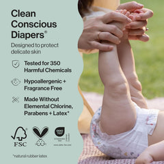 The Honest Company Comfort Dry Disposable Daytime Diapers for Sensitive Skin, Hypoallergenic, Fragrance-Free, Fall '25 Seasonal Prints, Club Box, Size 1 (8-14 lbs), 78 Count