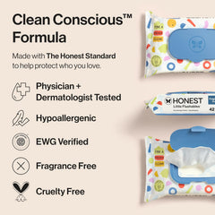 The Honest Company Hypoallergenic Toddler Flushable Wipes, 42 Count