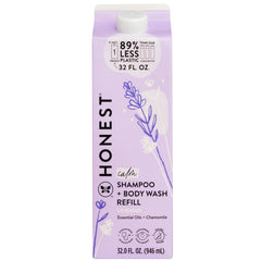 The Honest Company 2-in-1 Cleansing Shampoo Body Wash Refill Carton Gentle for Baby, Naturally Derived, Tear-free, Hypoallergenic, Lavender Calm, 32 fl oz