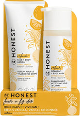 The Honest Company 2-in-1 Cleansing Shampoo and Body Wash Face Lotion Bundle, Gentle for Baby Naturally Derived Citrus Vanilla Refresh 18.5 fl oz