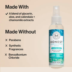 The Honest Company Plant-Based Hand Sanitizer Spray | Kills 99.9% of Germs | Hypoallergenic, Quick-drying + Moisturizing | Coastal Surf, 2 fl oz each (pack of 3)