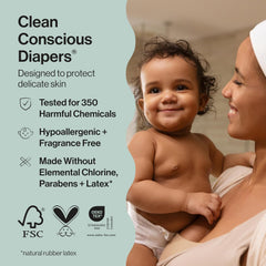 The Honest Company Comfort Dry Disposable Daytime Diapers for Sensitive Skin, Hypoallergenic, Fragrance-Free, Barnyard Babies + Donut Grow Up, Club Box, Size 3 (16-28 lbs), 62 Count