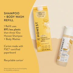 The Honest Company 2-in-1 Cleansing Shampoo Body Wash Refill Carton, Gentle for Baby, Naturally Derived, Tear-free, Hypoallergenic, Citrus Vanilla Refresh, 32 fl oz, (Pack of 2)
