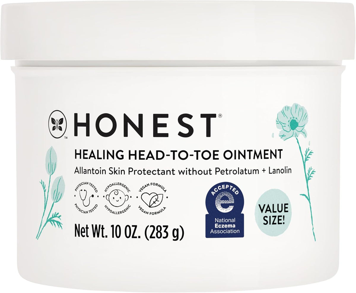 The Honest Company Head-to-Toe Healing Ointment, Multi-Purpose Baby Balm, Hypoallergenic, Fragrance-Free, Vegan, 10 oz