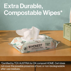 The Honest Company Baby Wipes for Sensitive Skin, Hypoallergenic, Fragrance-Free, Multi-Use, Geo Mood Design, 576 Count (8 Packs of 72)
