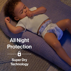 The Honest Company Comfort Dry Overnight Diapers, Up to 12 Hours Protection, Hypoallergenic, Cozy Cloud + Star Signs, Club Box Size 3 (16–28 lbs), 52 Count