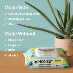 The Honest Company Plant-Based Snot Removing Wipes, Soothing Nose with Aloe, Hypoallergenic for Sensitive Skin, EWG Verified Fragrance-Free, 60 Count