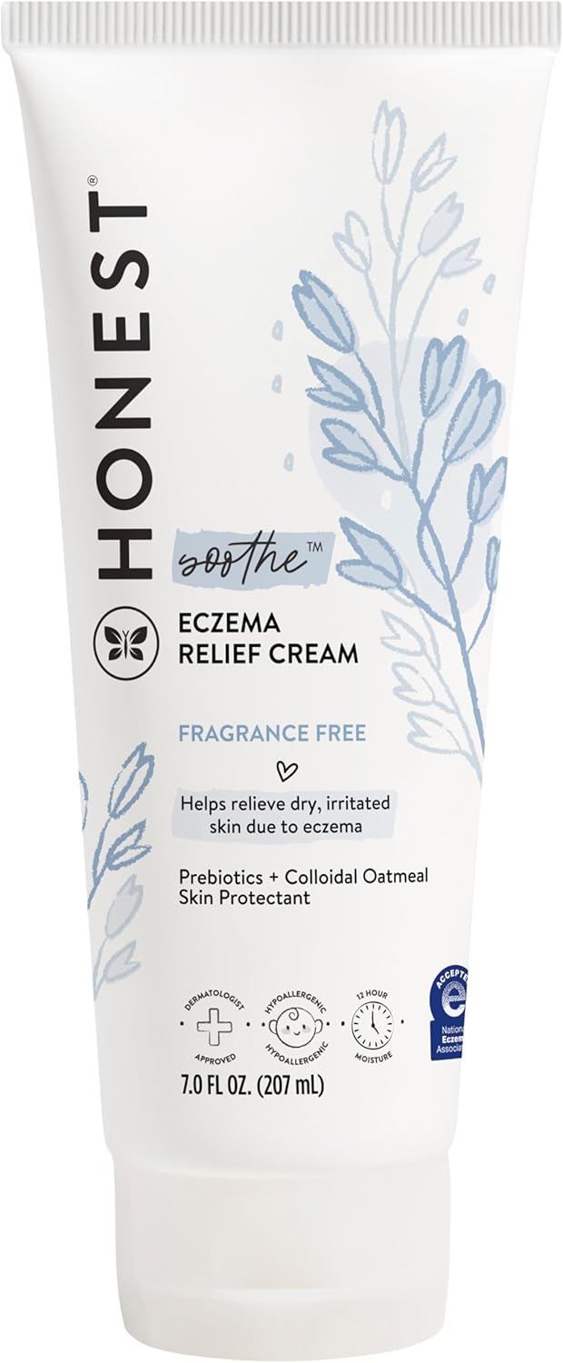 The Honest Company Eczema Soothing Therapy Cream and Skin Protectant, Naturally Derived, Gentle for Baby, Prebiotics Colloidal Oatmeal, 7 oz