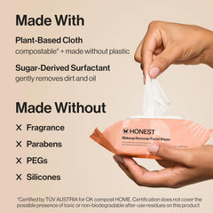 Honest Beauty Fragrance Free Cleansing Makeup Remover Facial Wipes | Plant Based,Hypoallergenic,Gentle for Sensitive Skin |,(Pack of 180)